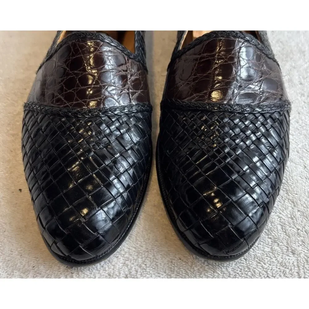 Miguel Angel - Genuine Crocodile Woven Leather Dress Shoes Men Size 10.5 M
